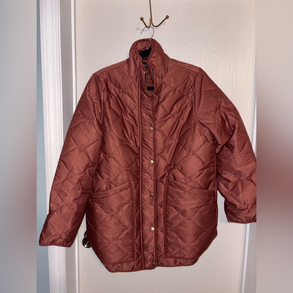 NWT Quince Women Featherless Quilted Long Puffer Jacket Redwood Brown M - Picture 4 of 11
